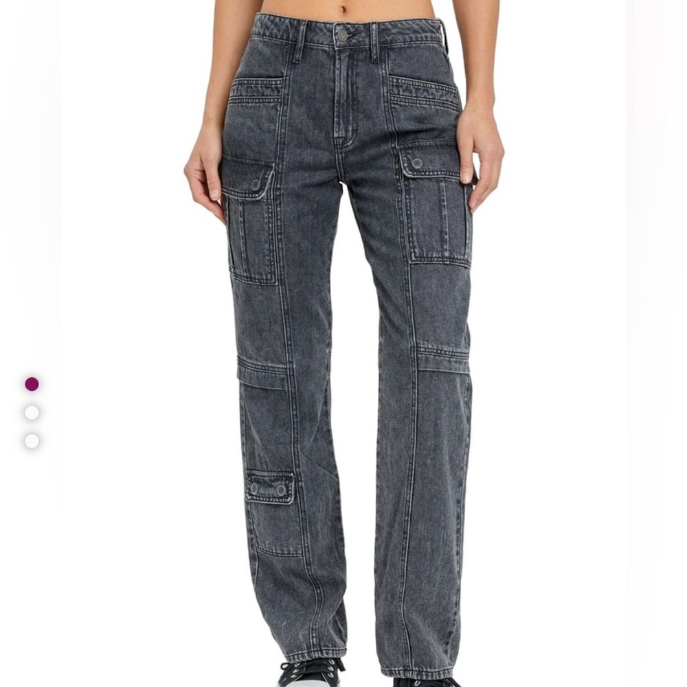 Hidden LA Tracey Cargo Jeans Black Faded High Rise Straight Leg - Picture 11 of 13